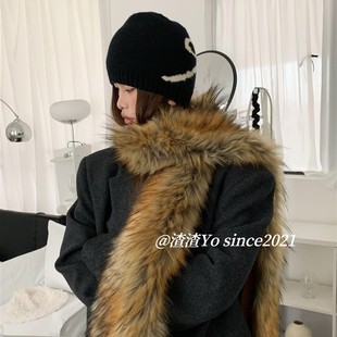 渣渣Yo甜酷千禧辣妹风仿狐狸毛长款保暖围巾仿皮草加厚毛毛围脖女