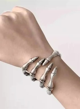 暗黑骷髅手镯亚文化朋克Y2K夸张小众个性嘻哈手环甜酷风辣妹配饰
