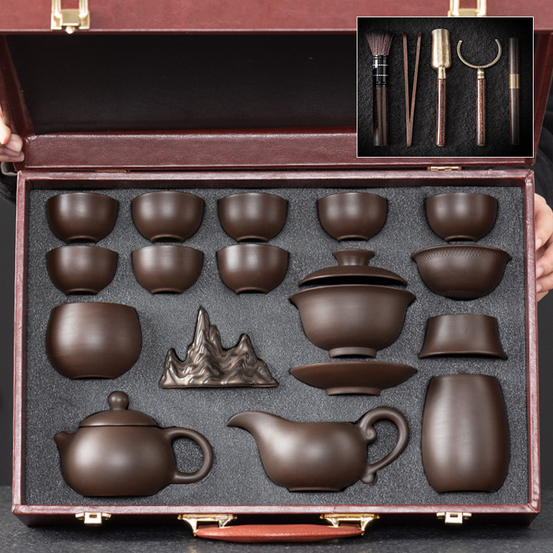 整套紫砂壶功夫茶具套组家用办公室会客盖碗茶壶茶杯茶盘礼盒定制