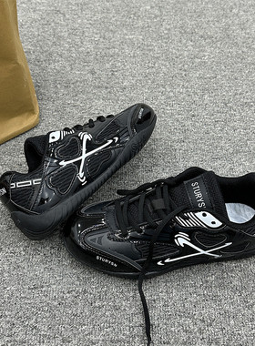 港风小众经典黑色网面透气赛车鞋ins2025夏季新款学生情侣德训鞋