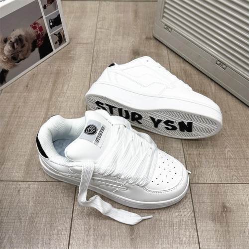 国潮原创厚底白粉休闲板鞋