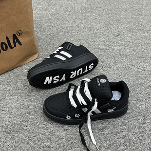 板鞋 黑银原创拼色面包鞋 子运动秋季 百搭休闲鞋 女ins潮2025新款