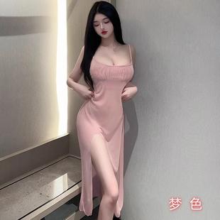 性感旗袍制服新中式 辣妹马卡龙色连衣裙后妈包臀星空纱裙连身短裙