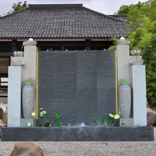 石材水幕墙假山流水屏风庭院鱼池喷泉瀑布景观公司形象墙装 饰摆件