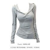 显瘦灰色打底衫 大码 2025新款 修身 胖mm韩系简约连帽长袖 上衣女秋季