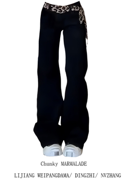 大码微胖MM美式复古街头牛仔裤女秋季新款百搭微辣收腰显瘦长裤子