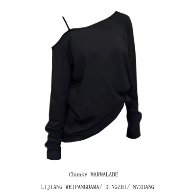 秋季不规则辣妹斜肩上衣