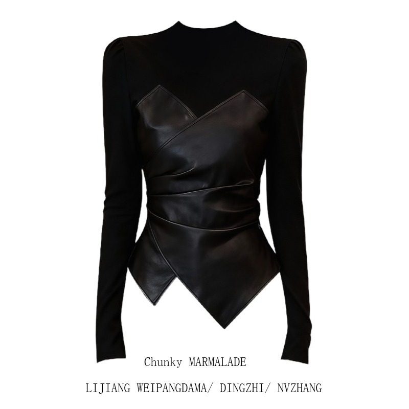 大码千金风褶皱拼接假两件长袖T恤女2026新款设计感收腰显瘦上衣,女装/女士精品,大码内搭,淘宝优惠券,粉丝福利购,淘宝优惠卷