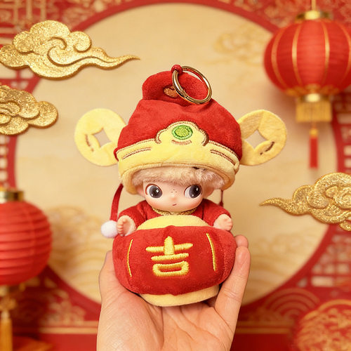 DIMOO新生日记系列娃衣搪胶毛绒挂件红财神潮玩手办盲盒替换衣服