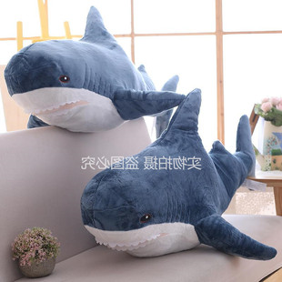 台湾抓髻娃娃鲨鱼挂件跨境鲨鱼抱枕毛绒玩具啊呜鲨鱼玩偶条条同款
