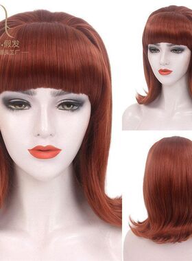 亚马逊复古套广州ai女urr欧美卡cosh酒红色尼卡伦aubnwig假发
