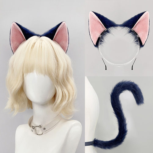 万圣节猫耳朵兽耳发箍漫展手作猫耳kc守护甜心cos猫耳猫尾巴套装