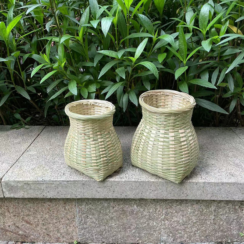 手工竹编鱼篓小背篓精品竹青制作幼儿园舞蹈表演拍摄道具采花收纳