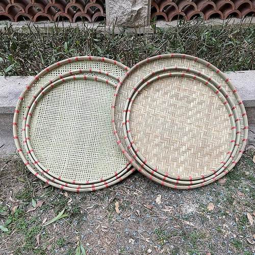 竹青簸箕晾晒茶叶陈皮疏眼沥水
