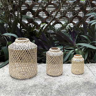 新款竹编灯笼可做高灯竹笼筐灯饰精品纯手工编织节日婚庆家居摆件