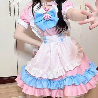 女仆装短裙cos男生lolita性感大码男cosplay日系粉蓝裙子可爱套装