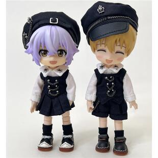 ob11娃衣黑白哥特风12分bjd娃衣套装欧风 连衣裙 短裤 马甲P9 ymy