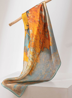 2026桑蚕丝真丝丝巾女春夏黄色纱巾薄款防晒披肩两用 母亲节礼物