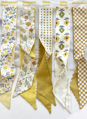 黄色显白小丝巾女春夏细窄长条绑发绑包包装饰感领巾发带飘带