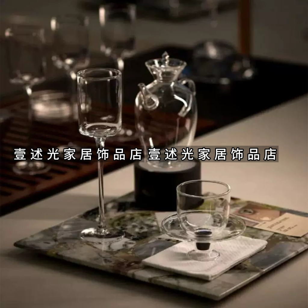 现代轻奢家居软装样板间酒柜桌面装饰品高脚杯搭配套装售楼处摆件