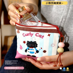 ins风卡通化妆包女大容量便携式手拿包薄款收纳袋小包零钱口红包