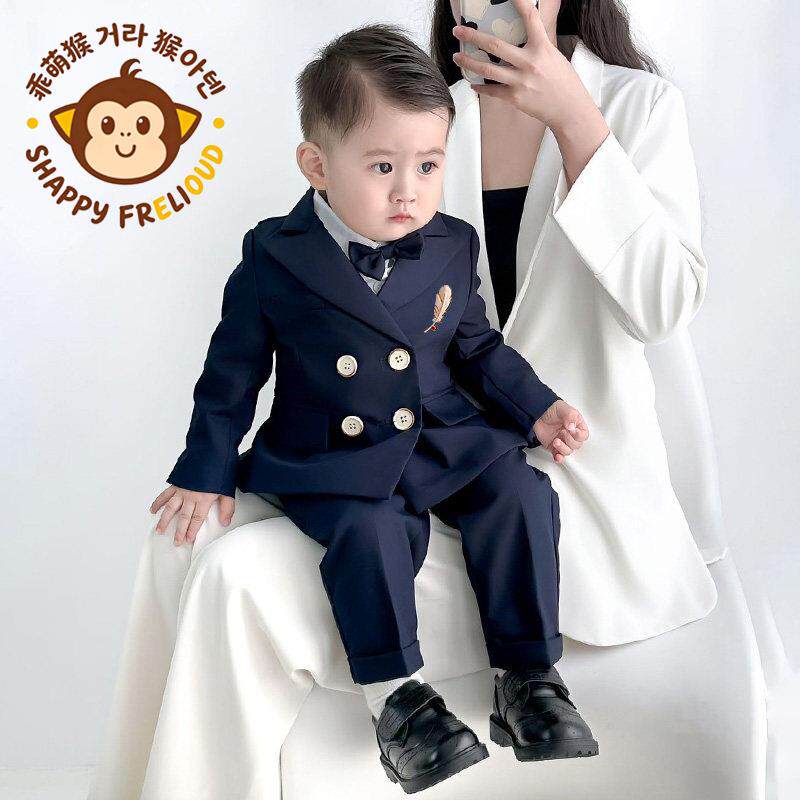 韩国G MENGHOU周岁礼服男宝宝小西装春秋婴儿花童衣服抓周男童英