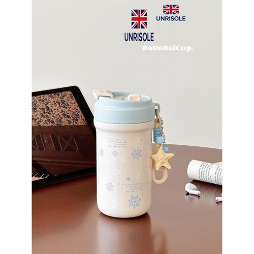 英国UNRISOLE雪花水杯保温杯女士2026新款高颜值女生吸管咖啡杯子