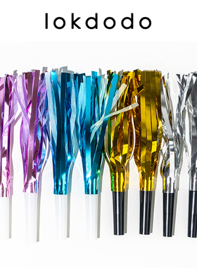 彩色亮面丝带虹膜吹龙高级感紫色蓝色金银色口哨儿童生日派对用品