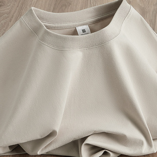 色调 纯色宽松休闲打底衫 260g重磅新疆棉圆领短袖 夏季 T恤 少见