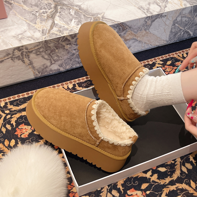 雪地靴女鞋子2025新款秋冬季加绒保暖棉鞋包头半拖厚底平底棉拖鞋