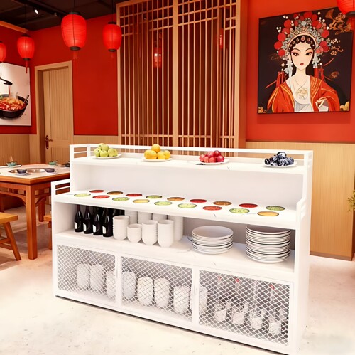 新款餐厅桌边柜水果台碗麻辣烫铁艺调味台自助火锅店烧烤店调料台
