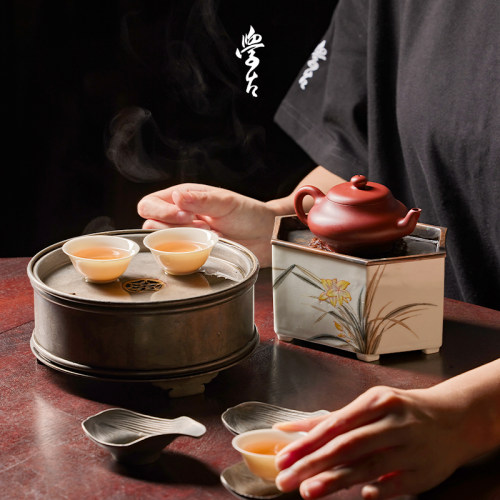 潮州功夫茶具孟臣壶纯锡壶承