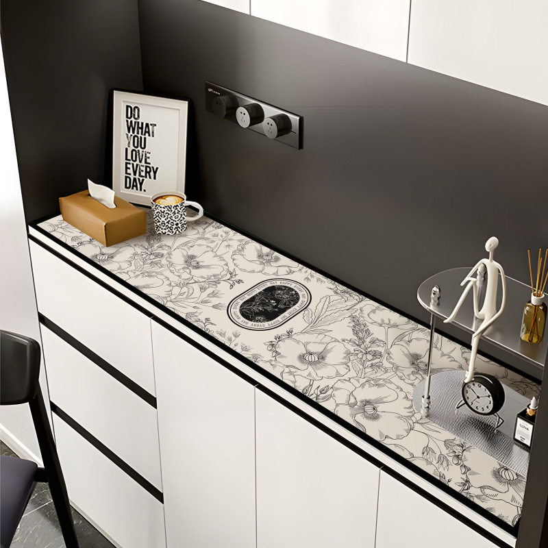 法式餐边柜酒柜桌垫轻奢感皮革防脏防水电视机柜子台面保护垫