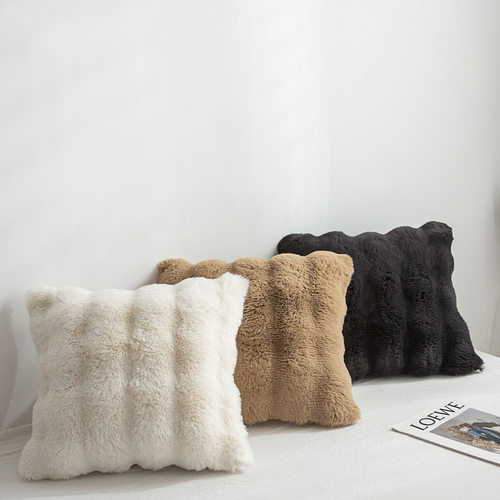 轻奢高级感沙发靠枕2024新款高颜值客厅毛绒抱枕套飘窗装饰靠背垫
