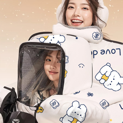 儿童亲子款电动车挡风被带小孩冬季加绒加厚电瓶摩托防水四季通用