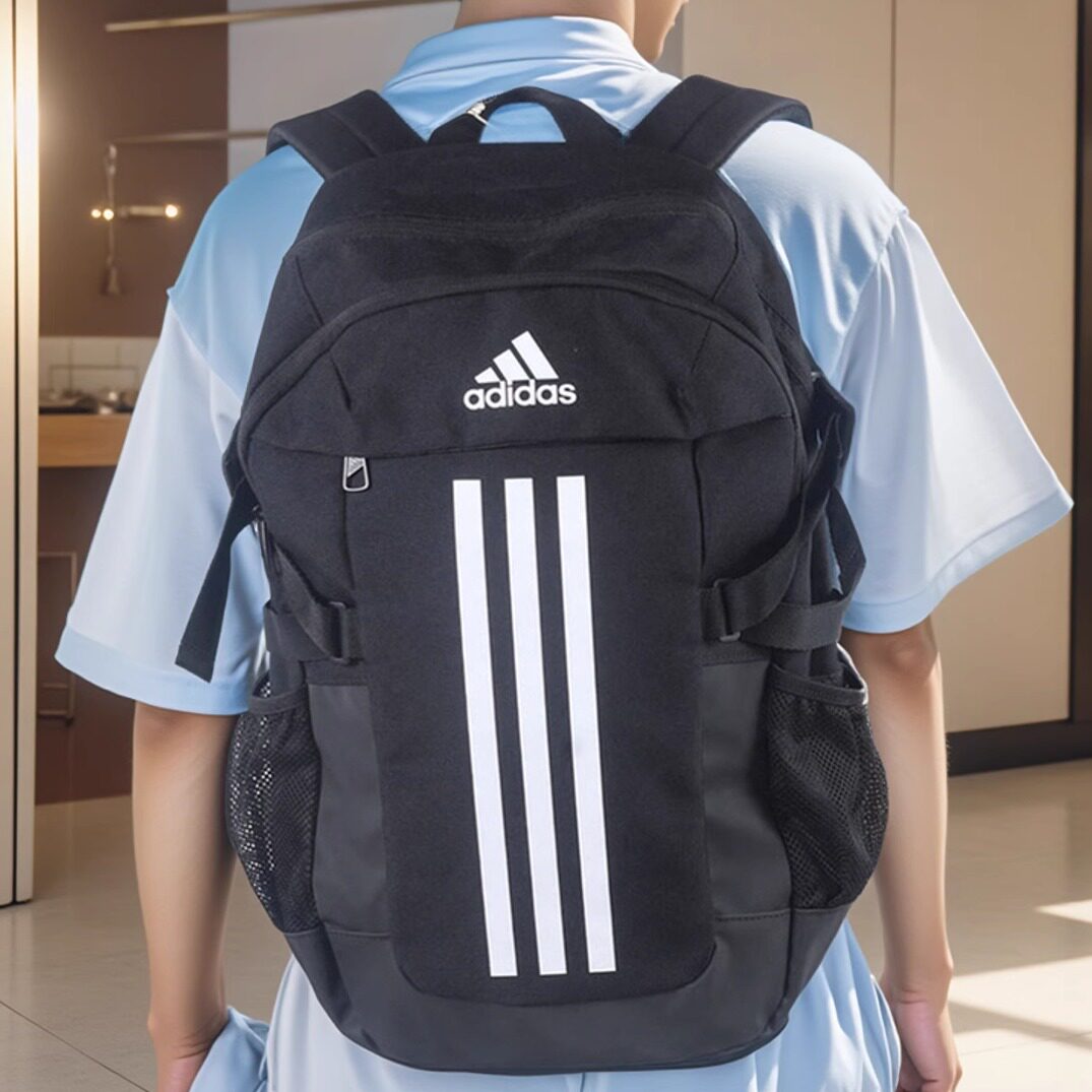 阿迪达斯新款双肩包女三条纹运动背包adidas书包大容量男初中高中