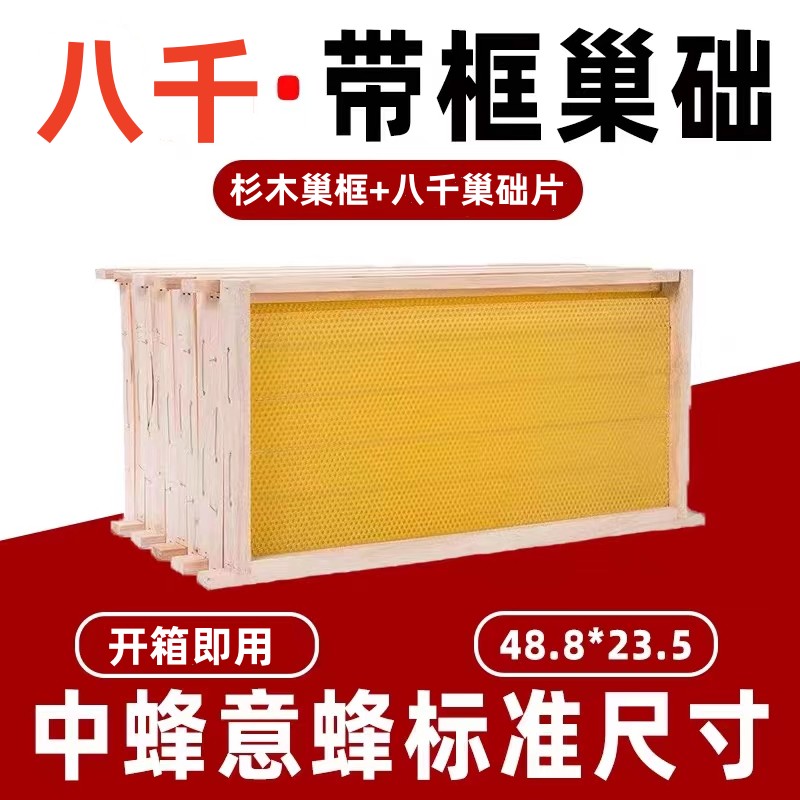 蜂巢蜜中蜂巢础蜜蜂巢框八千巢础成品带框巢础蜂箱巢框意蜂巢础蜜