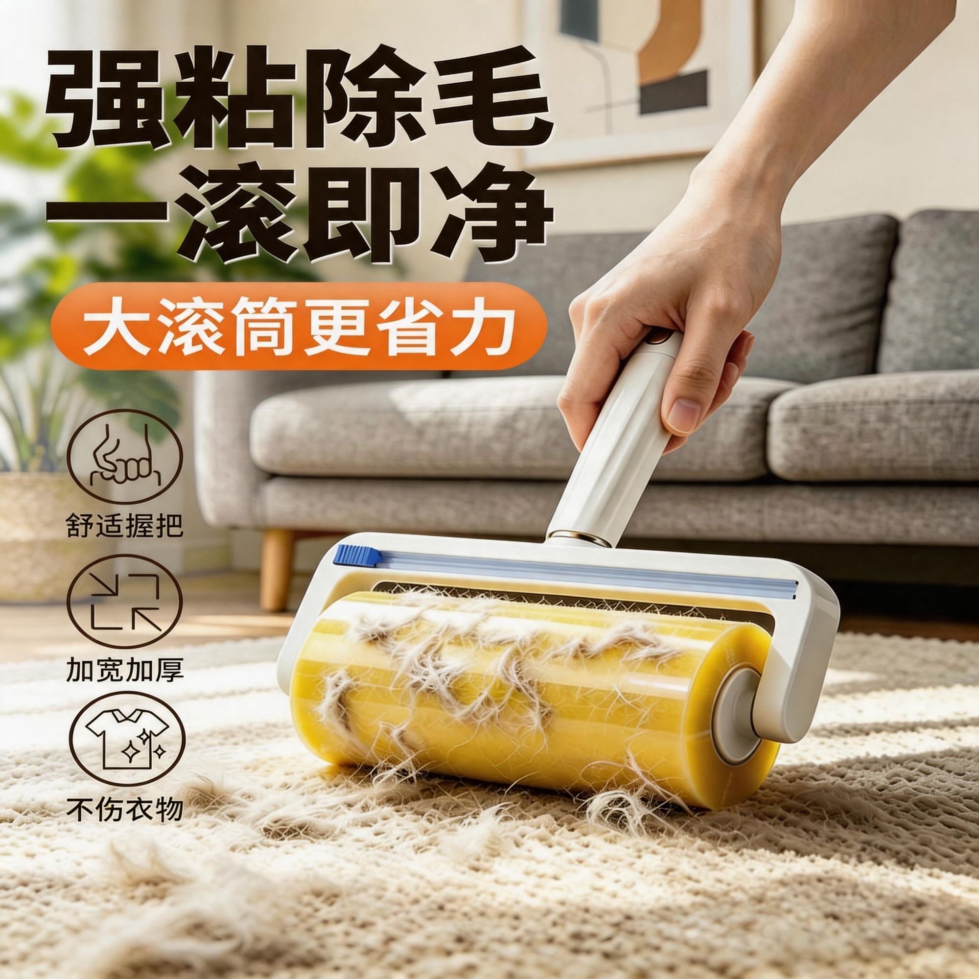 断点式胶带粘毛器宠物去猫毛狗毛反卷替换芯家用衣服神器清理