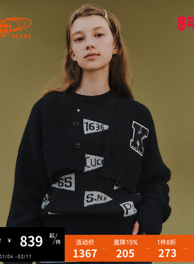 BEAMS BOY女装短款针织开衫2025冬季新款两粒扣针织外套150176XP