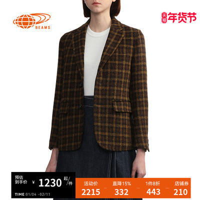 BEAMSBOY格纹毛呢西装复古气质