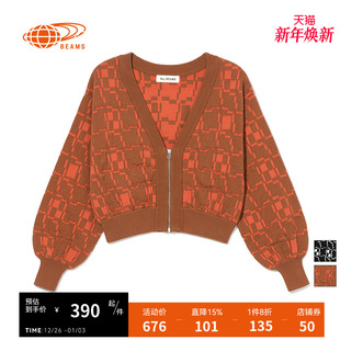 秋冬新款 女装 针织衫 时尚 休闲百搭拉链外套 RAY 潮流V领开衫 BEAMS