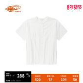 新款 RAY 简洁气质褶裥上衣010787X 衬衫 2024夏季 BEAMS女装 无领短袖