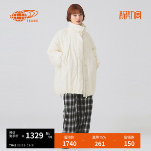 简约时尚 RAY 新款 纯色翻领大衣2025冬季 宽松棉服外套 BEAMS女装