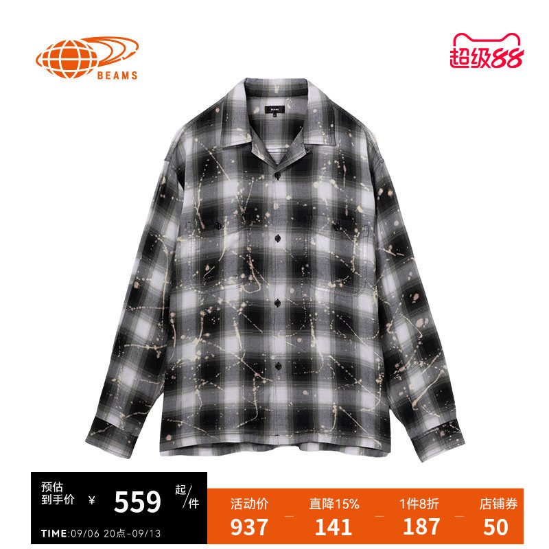 BEAMS格纹衬衫复古日潮图片