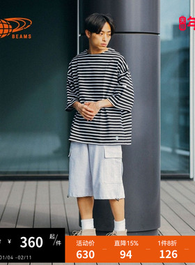 BEAMS男装阔腿短裤工装裤2024夏季新款潮酷有型休闲直筒裤250138X