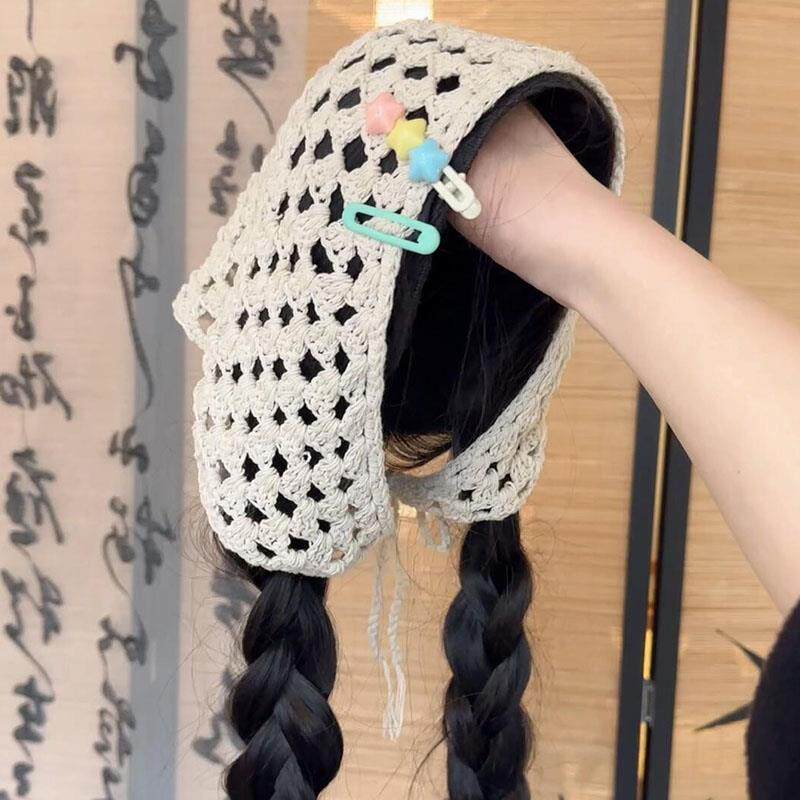 三角巾假发帽子一体女夏天发箍款