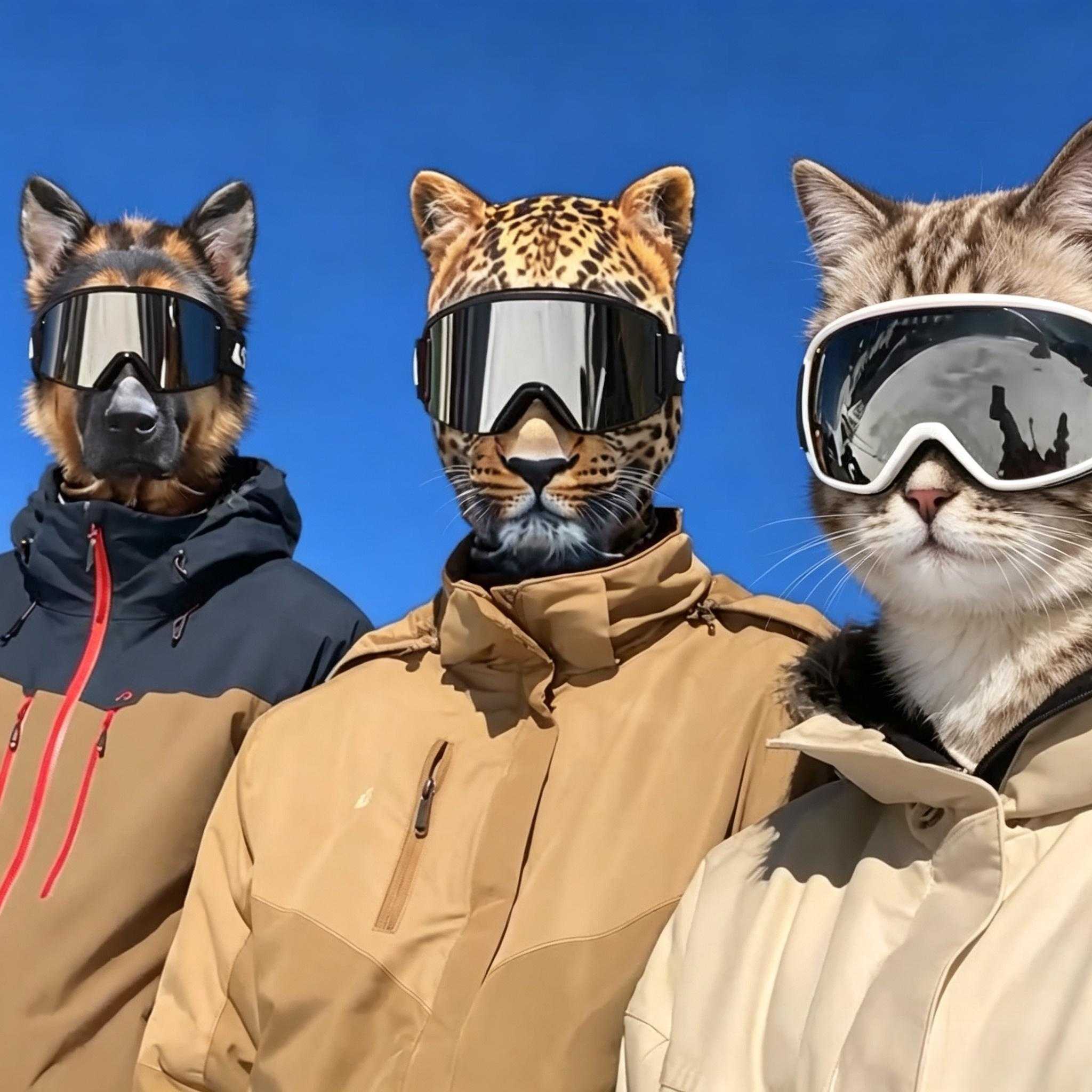 搞怪3D猫咪狗狗印花滑雪头套户外