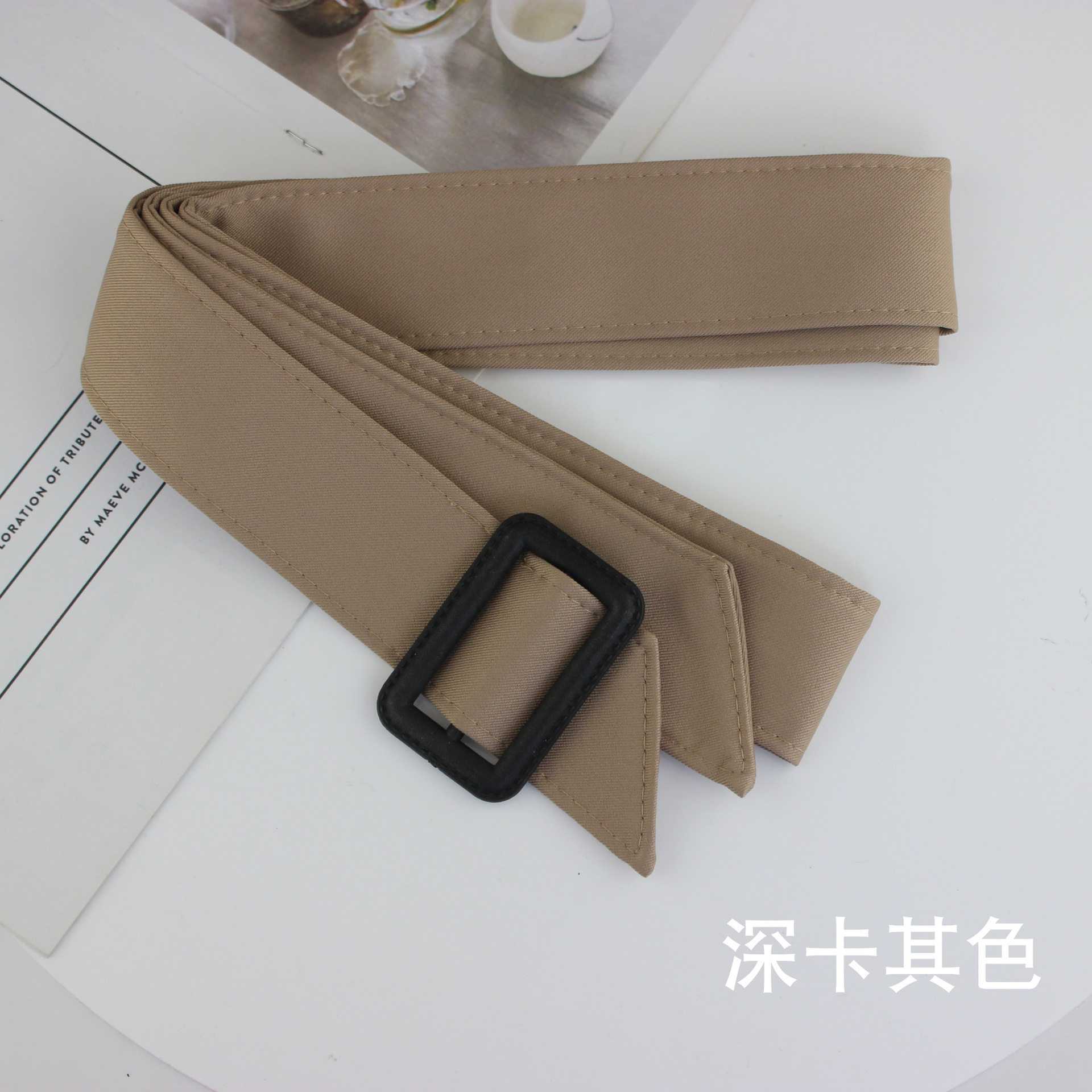 风衣腰带卡其色外套女款聚酯纤维
