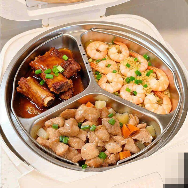 电饭锅专用304不锈钢三格蒸盘带