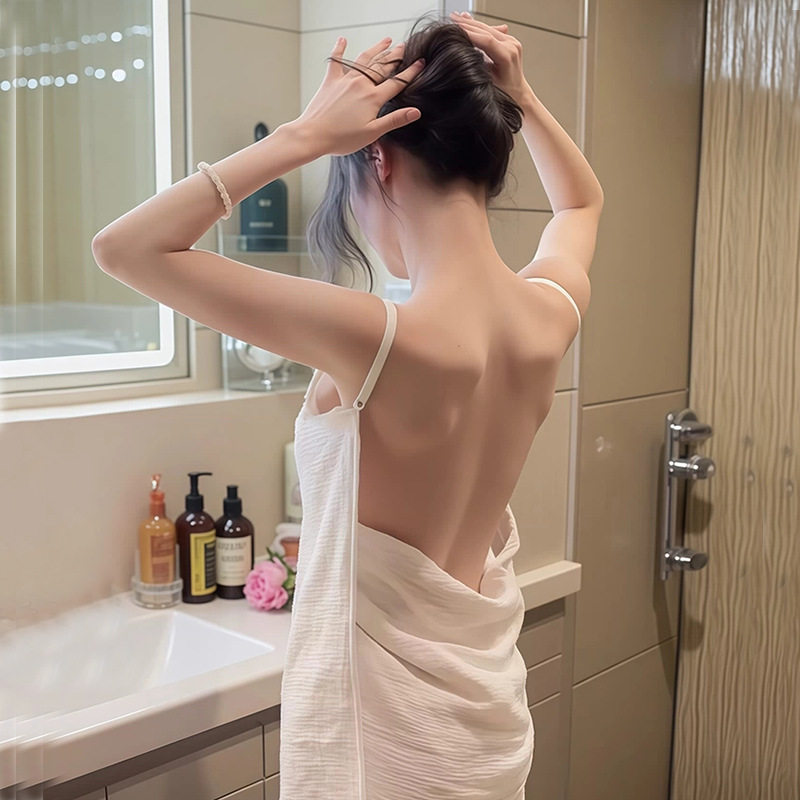 浴巾裹全身可穿吊带浴巾裙女款